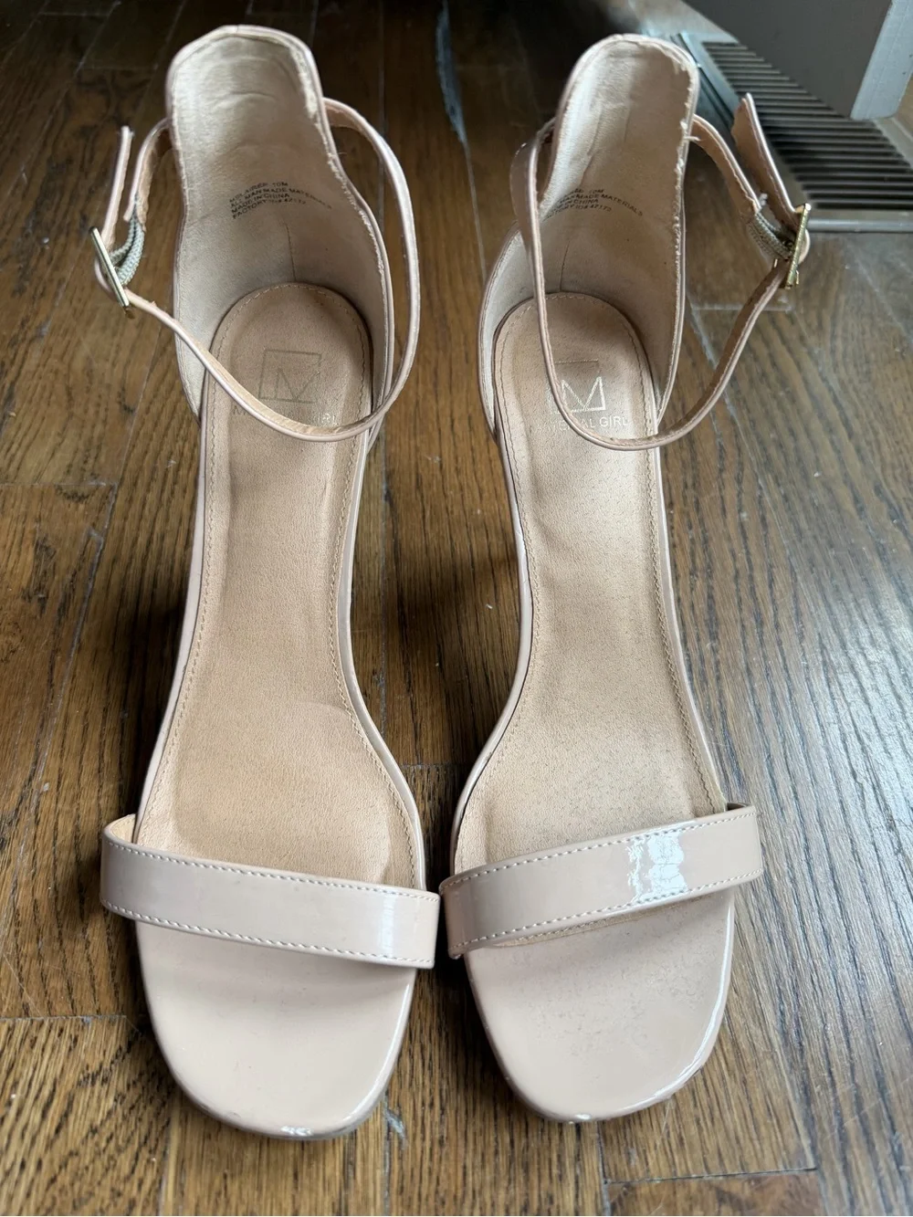Material Girl Nude Patent Ankle-Strap Dress Sandal for Women